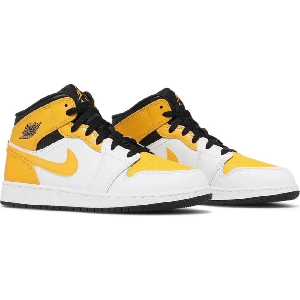 Nike Air Jordan 1 Mid GS University Gold Black Yellow 554725-170 Unisex Size 7Y